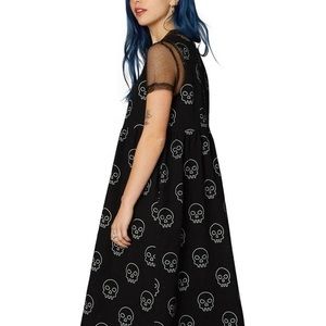 Black Skull Print Pinafore Dress